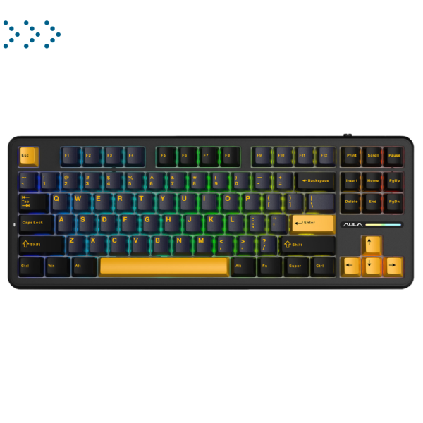 Клавиатуры AULA F87 3in1 (BT, 2.4 GHz, Wired) Black-Dark Blue-Orange